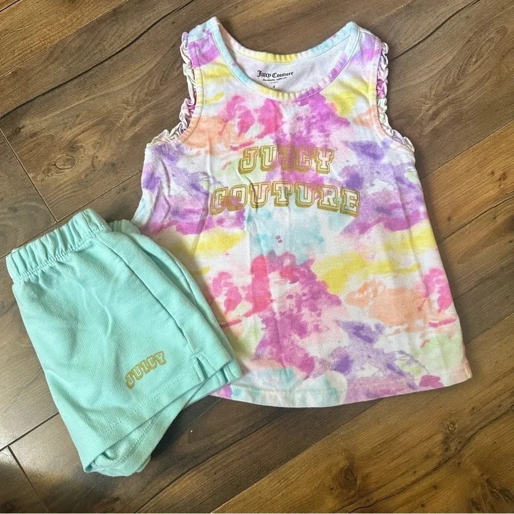 Juicy Couture | 2 Piece Tie-Dye Top and Logo Shorts Set | size 4